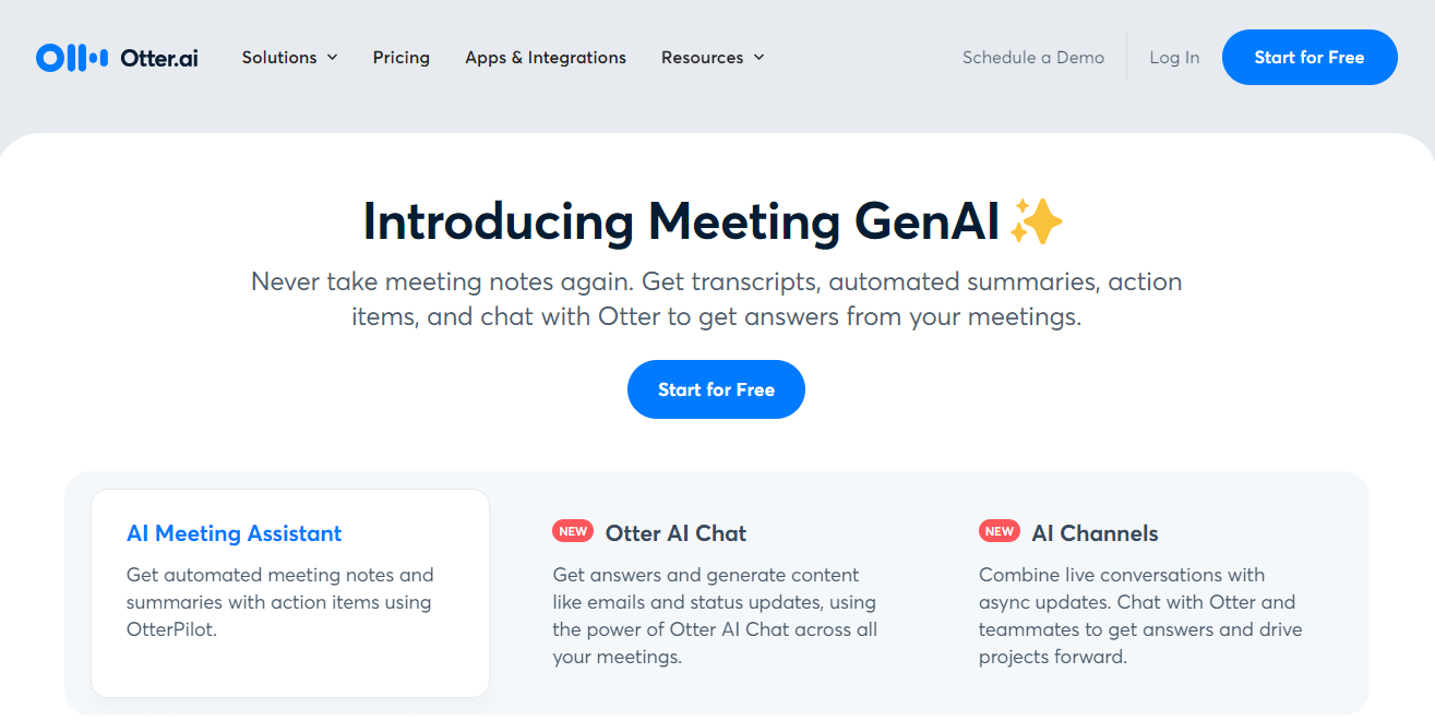 Otter.ai homepage
